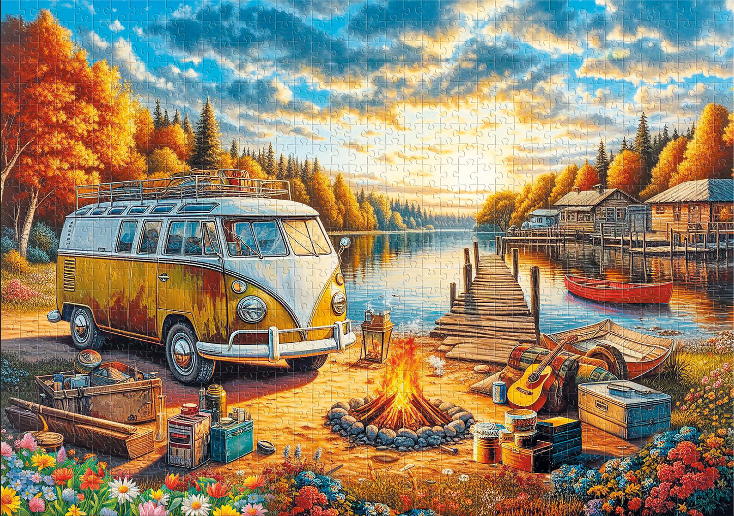 Lakeside “Camp Fire at Sunset” 1000-Piece Puzzle - KS Games