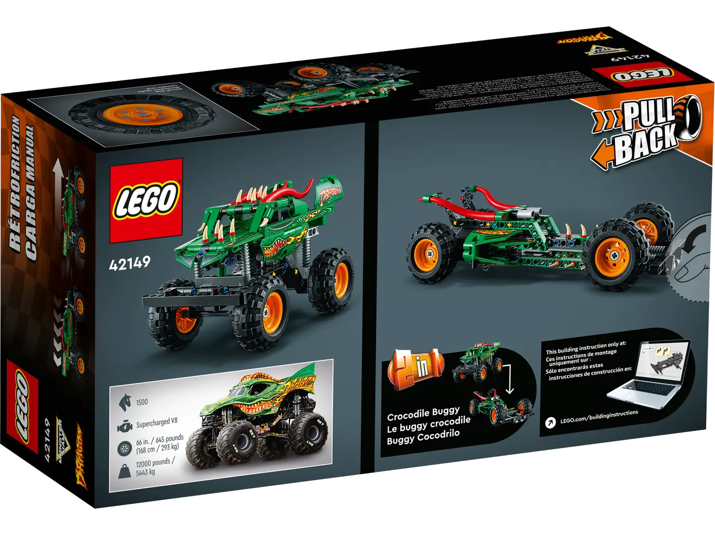 LEGO® Technic Monster Jam Dragon Pull-Back Truck 42149