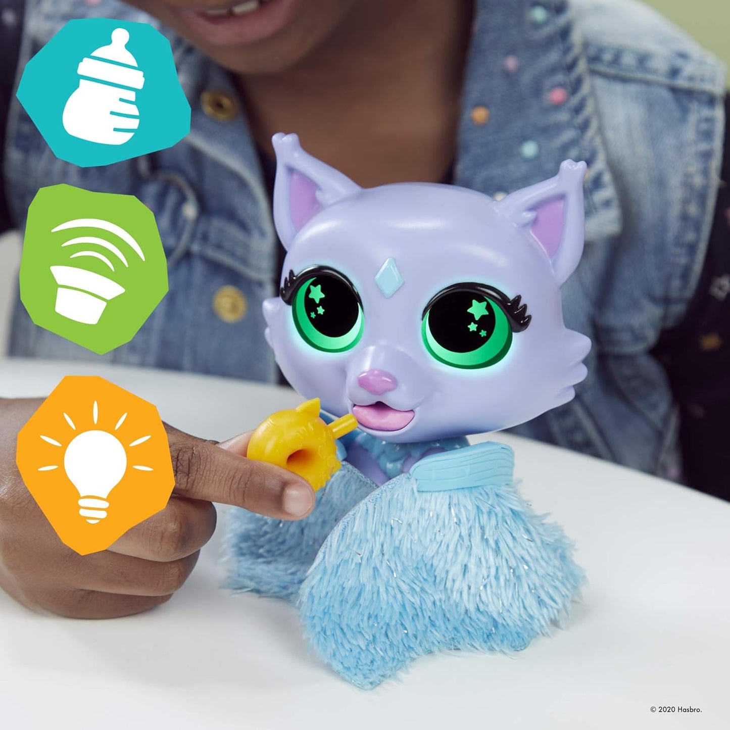 FurReal Flitter The Ki.tten Color-Change Interactive Feeding Toy.