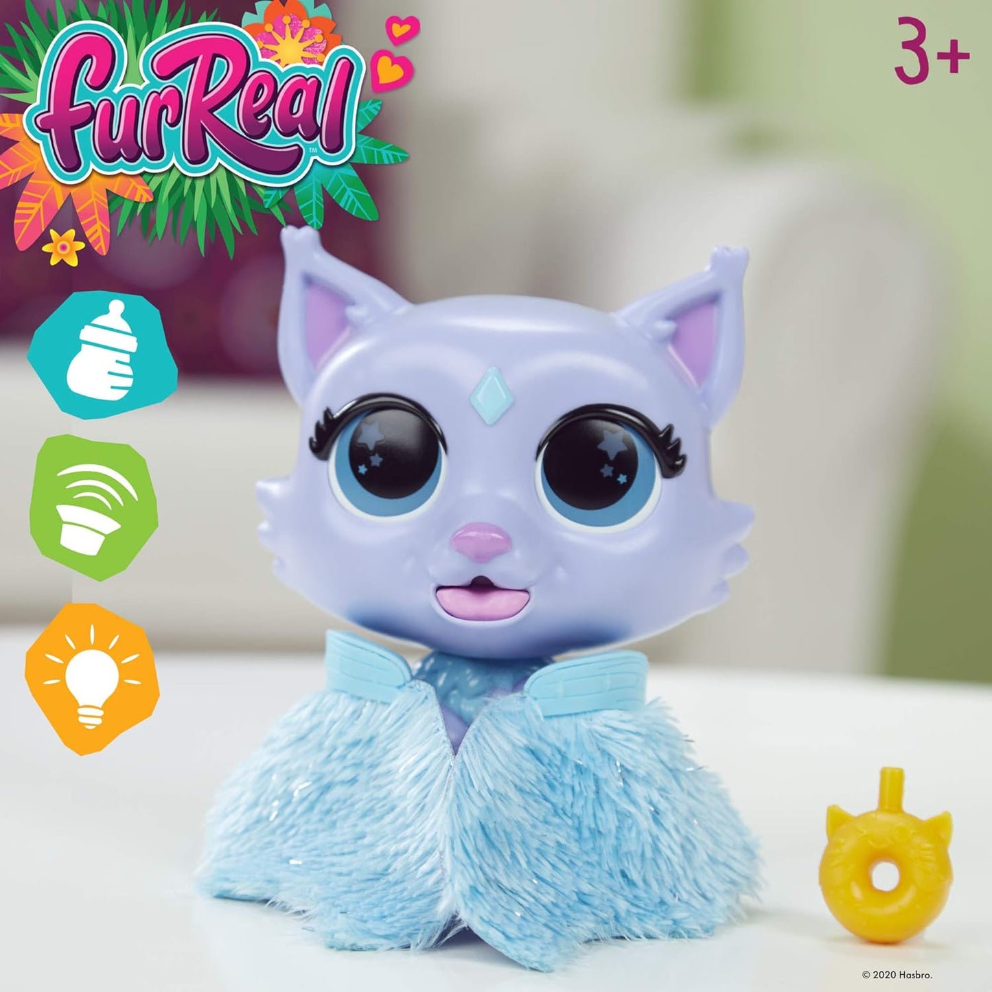 FurReal Flitter The Ki.tten Color-Change Interactive Feeding Toy.