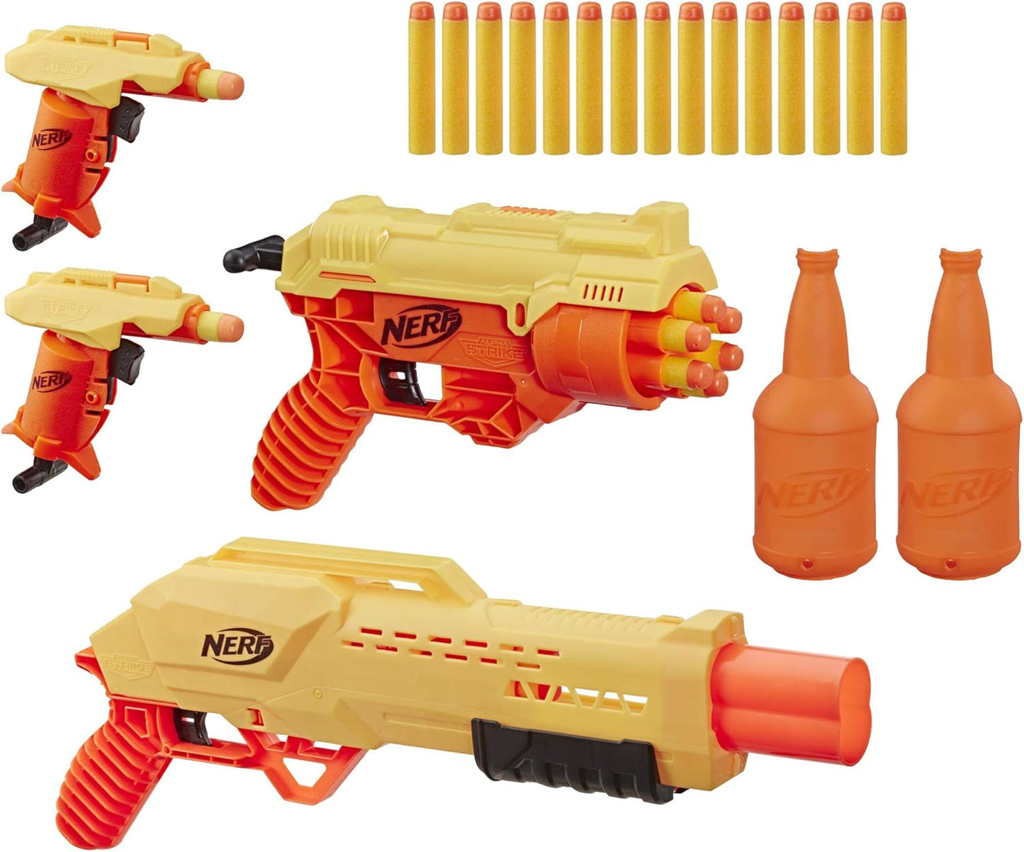 Nerf Alpha Strike Mission Ops 31-Piece Blaster Set – Includes 4 Blasters, 25 Darts, and Target Accessories