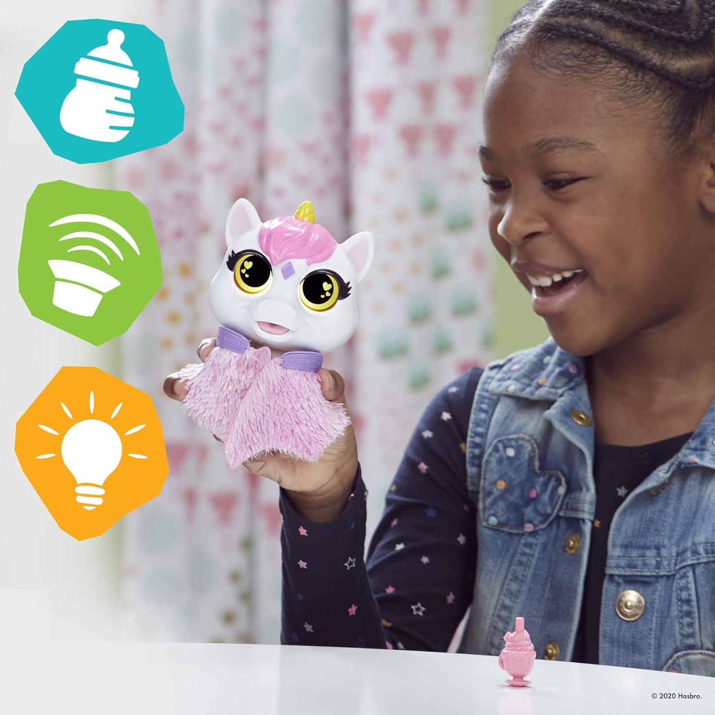 FurReal Flitter The Ki.tten Color-Change Interactive Feeding Toy.