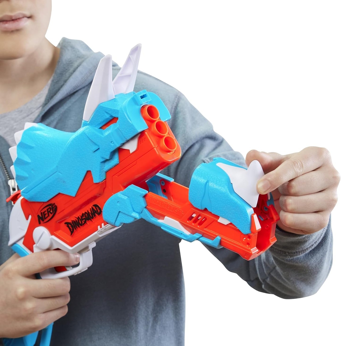 NERF DinoSquad Dino-Clash Pack – Tricera-Blast and Stego-Smash Blasters with 15 Elite Darts