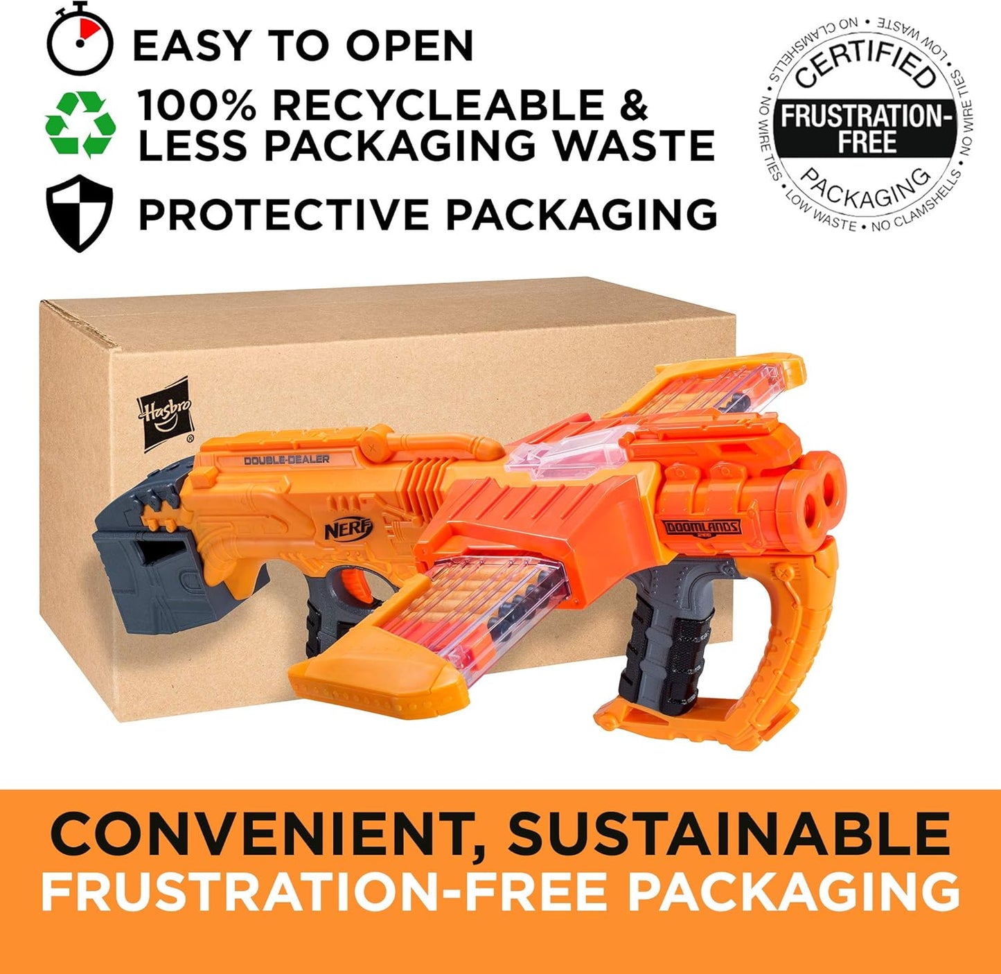 Nerf Doomlands Double Dealer Blaster – Fires 2 Darts at Once – Includes 24 Darts & Dual 12-Dart Clips