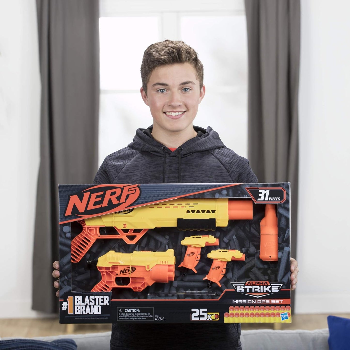 Nerf Alpha Strike Mission Ops 31-Piece Blaster Set – Includes 4 Blasters, 25 Darts, and Target Accessories