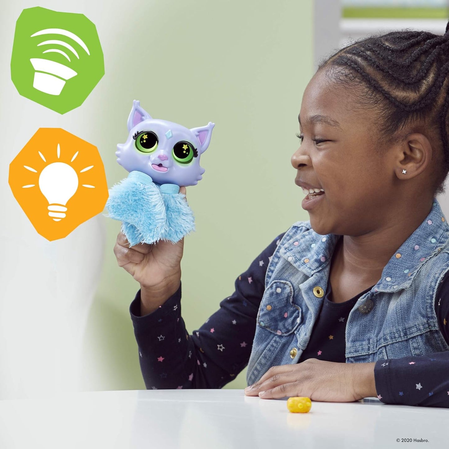 FurReal Flitter The Ki.tten Color-Change Interactive Feeding Toy.