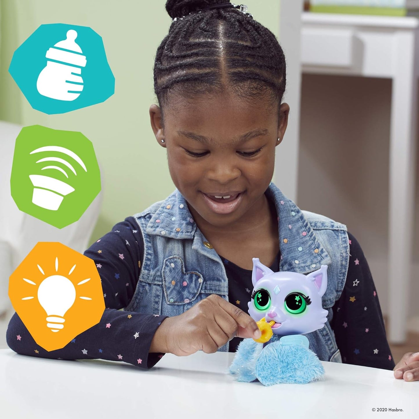 FurReal Flitter The Ki.tten Color-Change Interactive Feeding Toy.