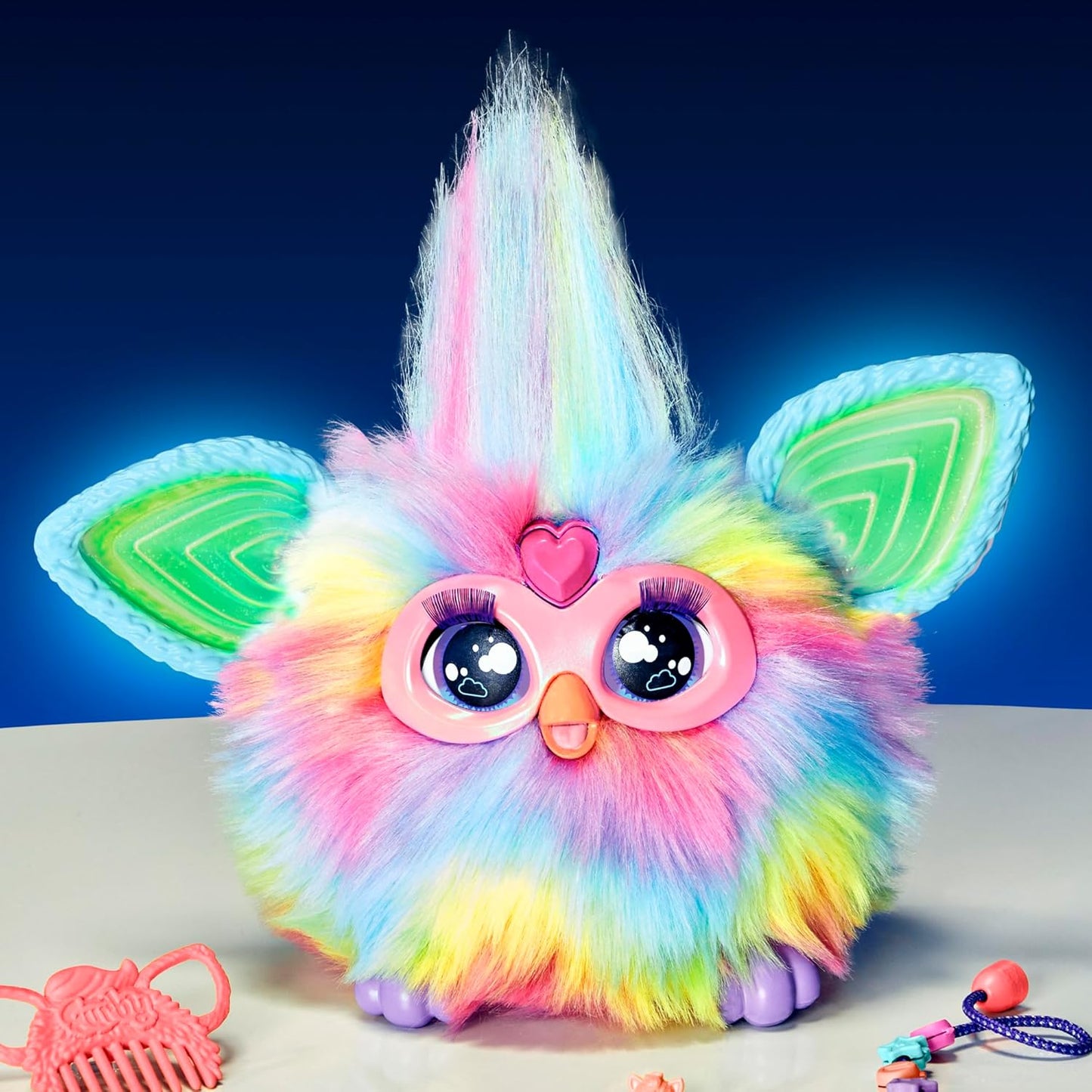 Furby Tie-Dye Interactive Plush Toy with 600+ Reactions – Voice Activated with Accessories