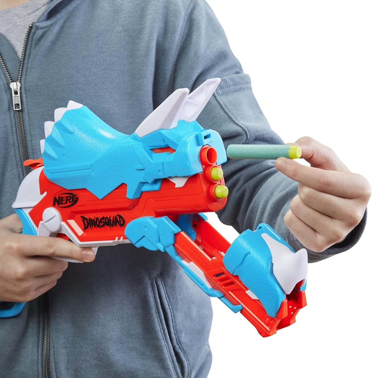 NERF DinoSquad Dino-Clash Pack – Tricera-Blast and Stego-Smash Blasters with 15 Elite Darts