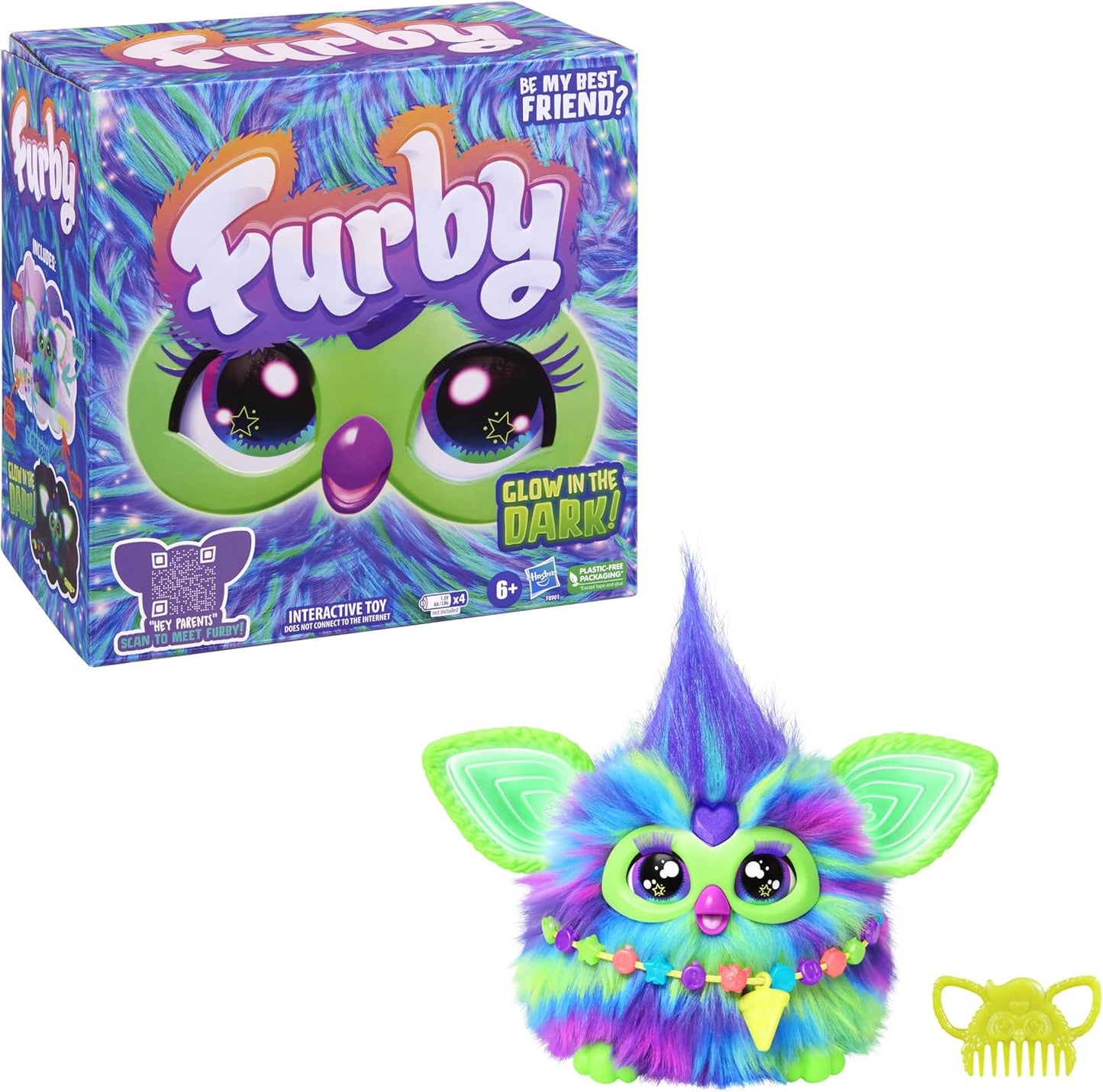Furby Glow in the Dark Galaxy Edition Plush, Voice Activated, Interactive Toys