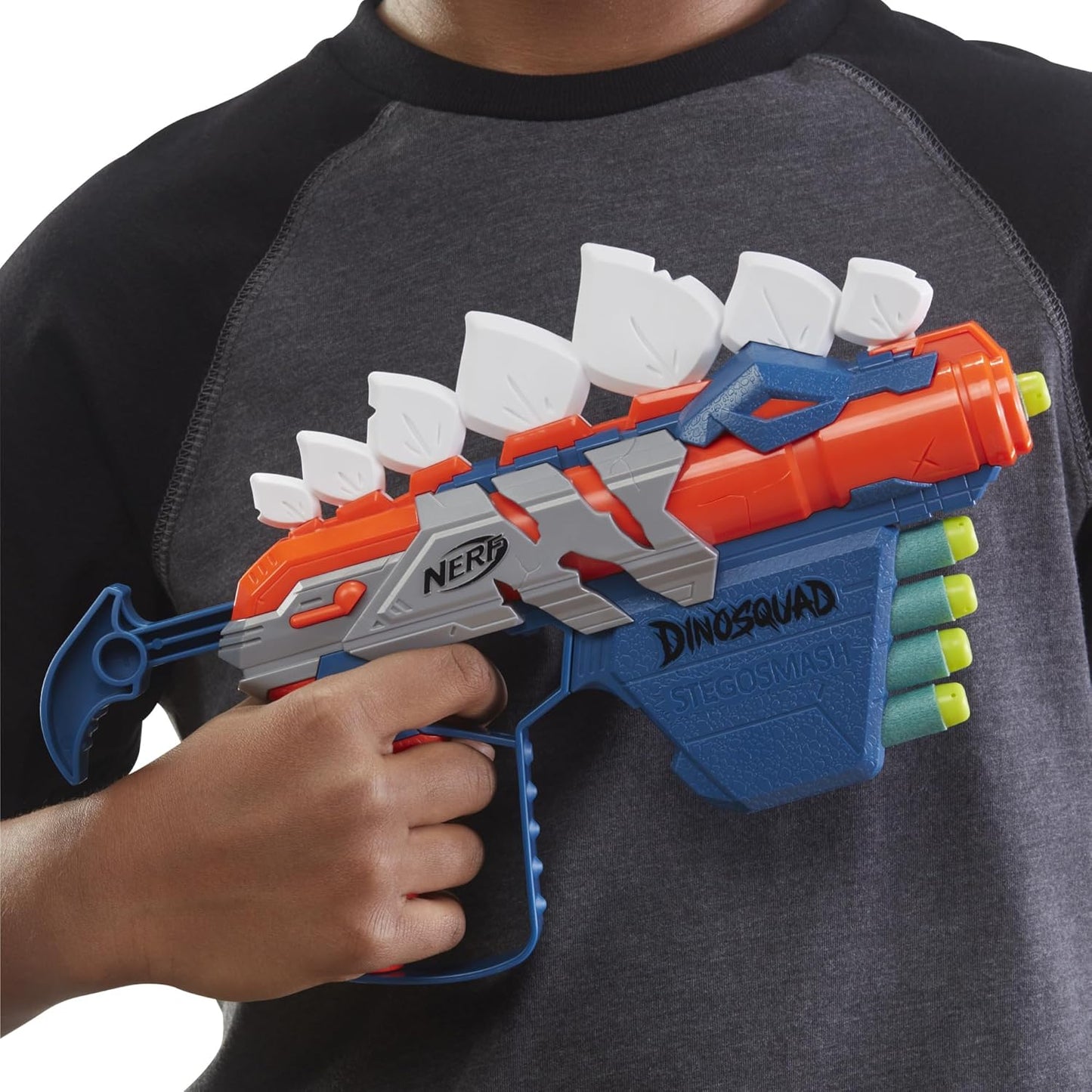 NERF DinoSquad Dino-Clash Pack – Tricera-Blast and Stego-Smash Blasters with 15 Elite Darts