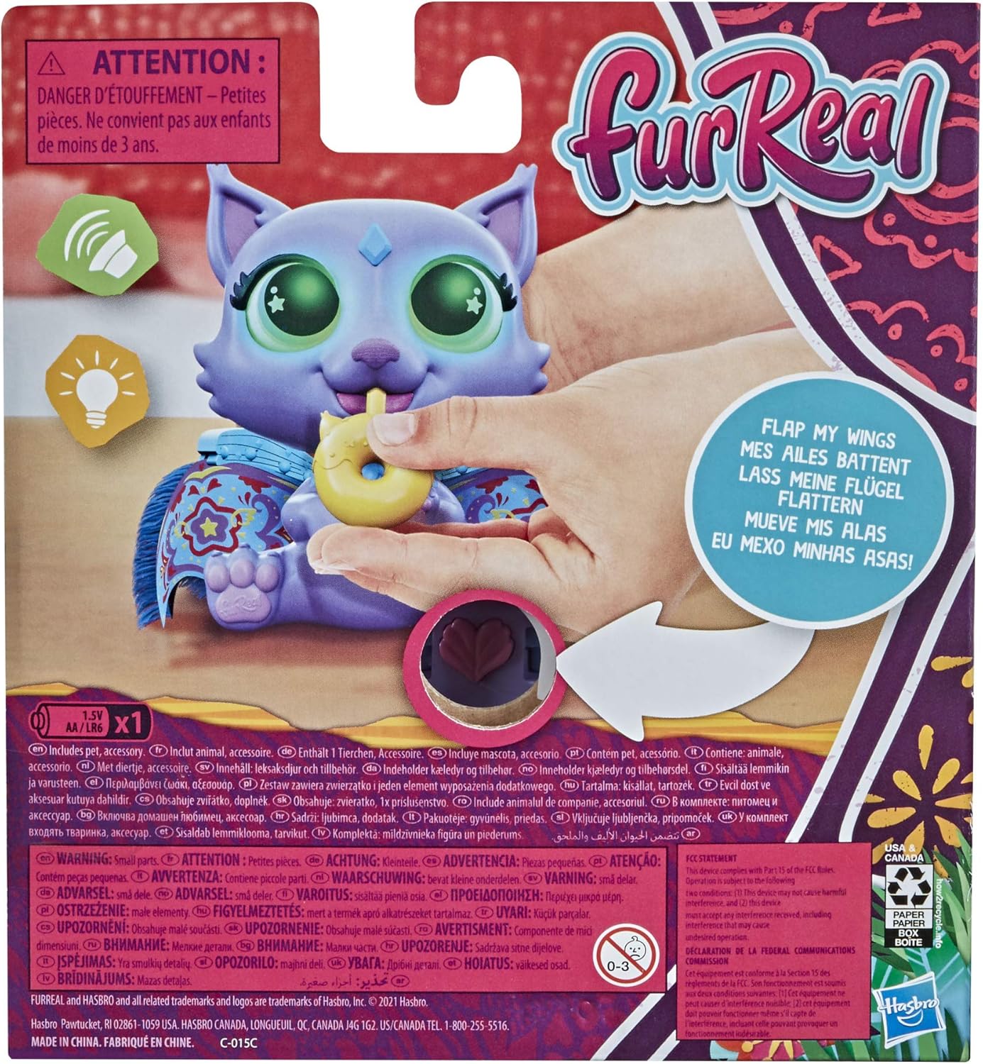 FurReal Flitter The Ki.tten Color-Change Interactive Feeding Toy.