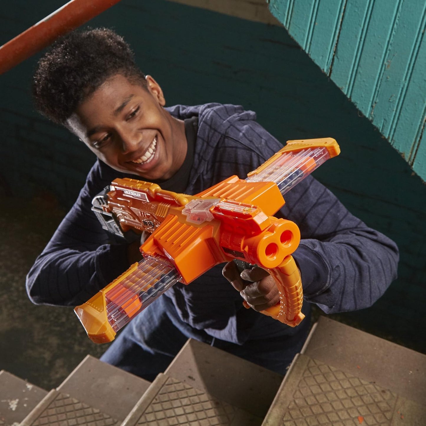 Nerf Doomlands Double Dealer Blaster – Fires 2 Darts at Once – Includes 24 Darts & Dual 12-Dart Clips