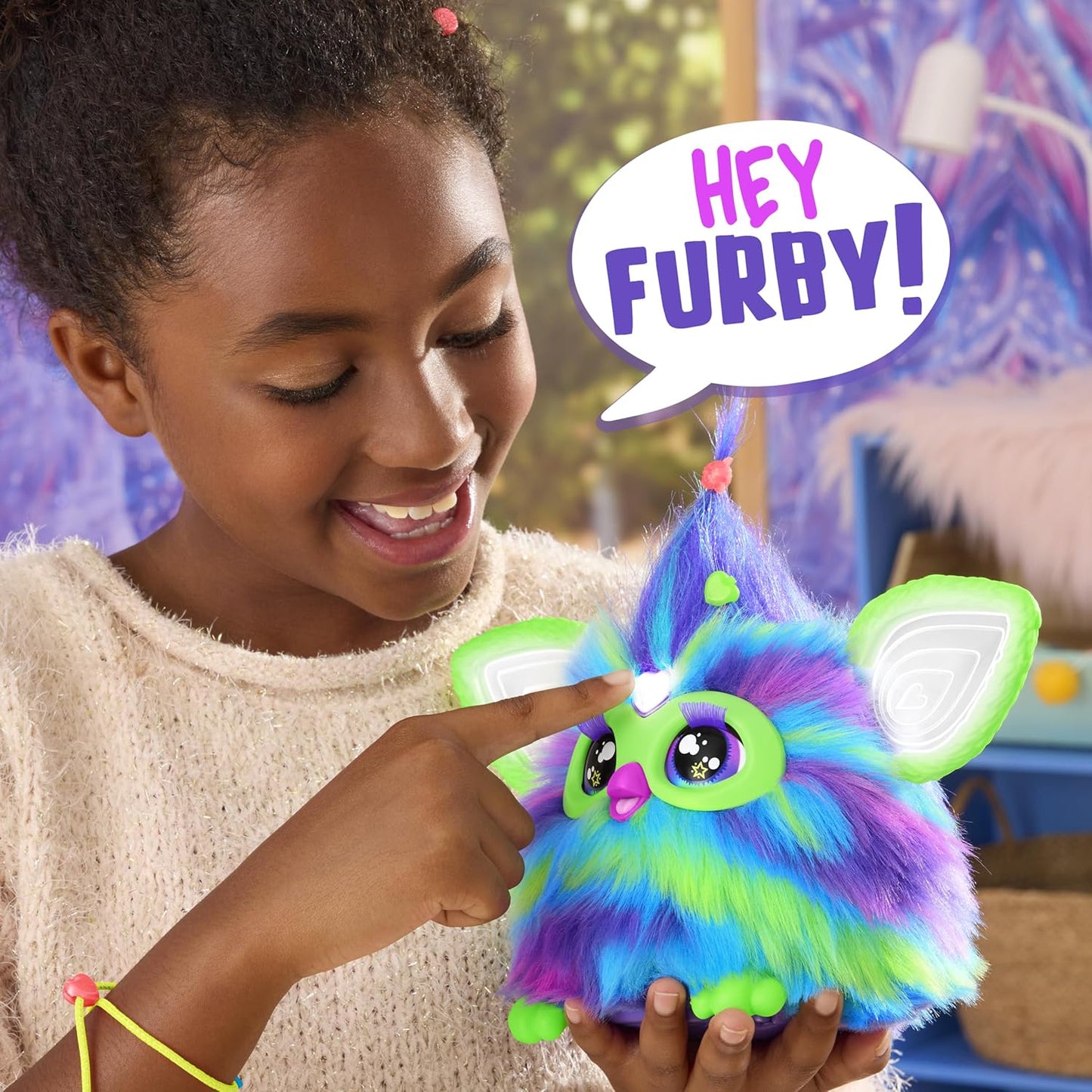 Furby Glow in the Dark Galaxy Edition Plush, Voice Activated, Interactive Toys