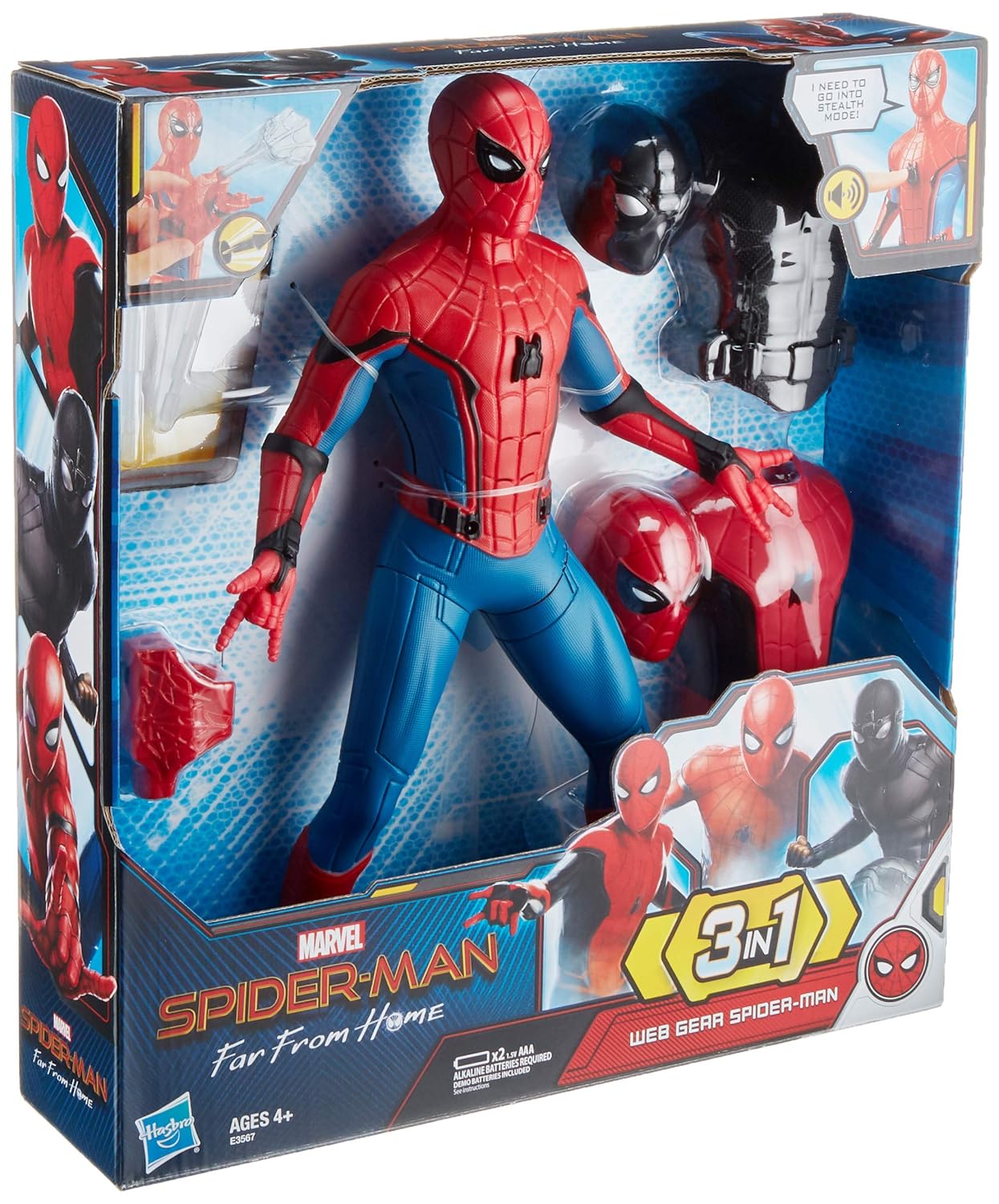 Web Gear Spider-Man 3-in-1 Action Figure With Suits Sounds and Web Blaster