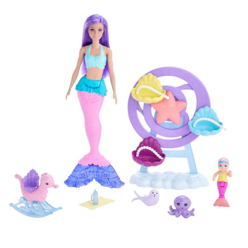 Barbie Mermaid Doll, Nurturing Playset With Merbaby, Octopus And Seal