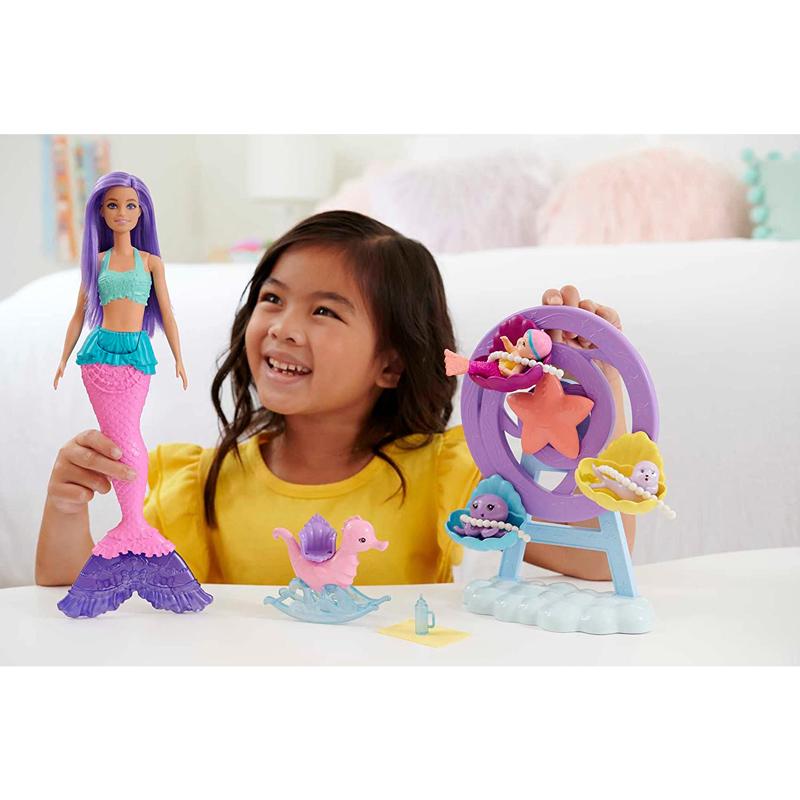 Barbie Mermaid Doll, Nurturing Playset With Merbaby, Octopus And Seal