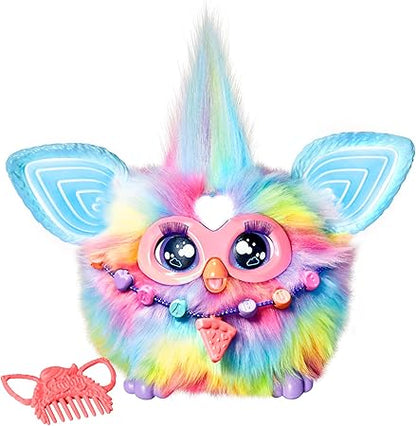 Furby Tie-Dye Interactive Plush Toy with 600+ Reactions – Voice Activated with Accessories