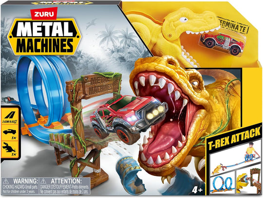 Metal Machines “T‑Rex Attack” Double Looping Track Playset by ZURU