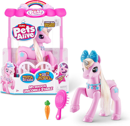 Zuru Pets Alive My Magical Unicorn – Interactive Electronic Unicorn with Stable & Accessories