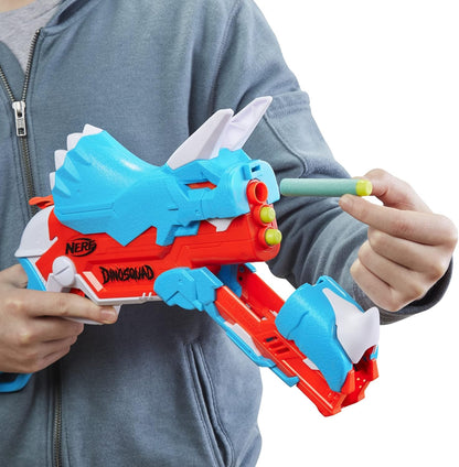 NERF DinoSquad Dino-Clash Pack – Tricera-Blast and Stego-Smash Blasters with 15 Elite Darts