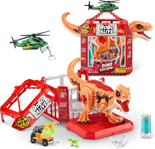 Robo Alive “Dino Escape!” – 17-Piece Interactive Dinosaur Playset