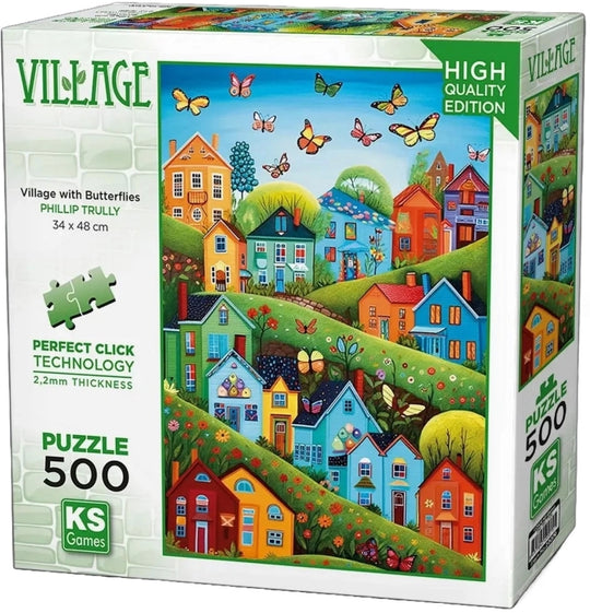 Village with Butterflies 500-Piece Jigsaw Puzzle - KS Games