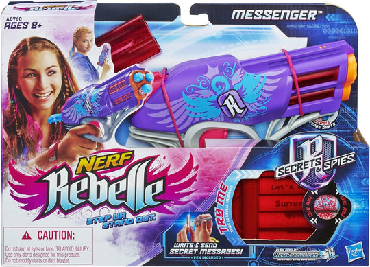 NERF Rebelle Secrets & Spies Messenger Blaster – Write & Reveal Secret Message Darts .