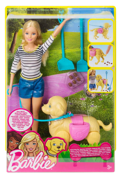 Barbie Walk & Potty Pup Set With Doll & Tail-Activated Pooping Puppy