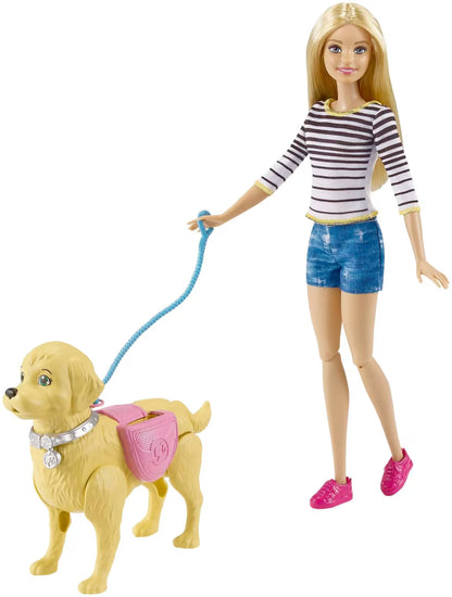 Barbie Walk & Potty Pup Set With Doll & Tail-Activated Pooping Puppy