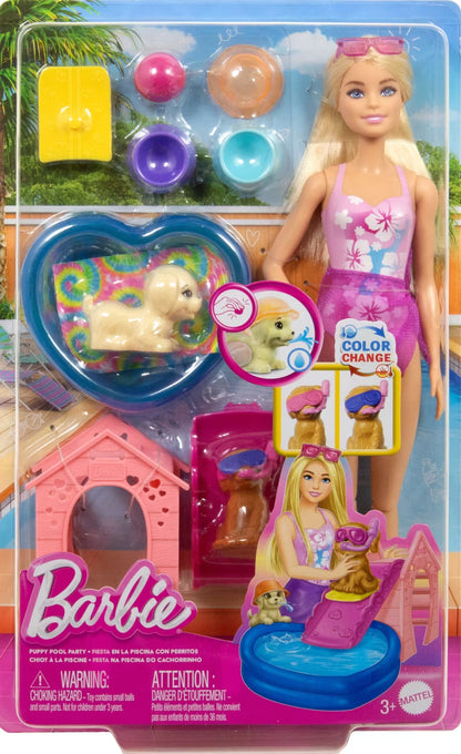 Barbie Puppy Pool Party Playset With Doll