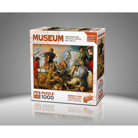 “Wolf and Fox Hunt” 1000-Piece Puzzle (Museum Collection) - KS Games