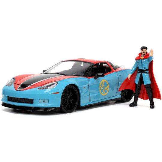 Jada Marvel Avengers 2006 Chevrolet Corvette Z06 Diecast Model with Doctor Strange Figure