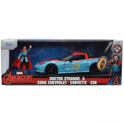 Jada Marvel Avengers 2006 Chevrolet Corvette Z06 Diecast Model with Doctor Strange Figure