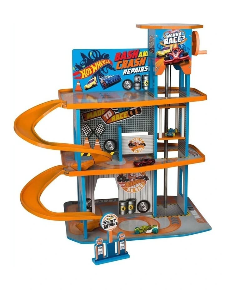 Hot Wheels Wooden 63cm Multi-Storey Car Garage Playset